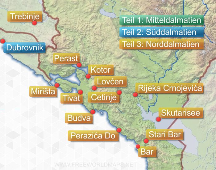 Bosnischer und montenegrinischer Teil unserer Reise durch Dalmatien. Bosnischer und montenegrinischer Teil unserer Reise durch Dalmatien.