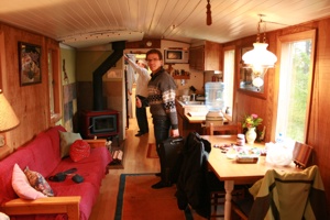 Das Inneren der Caboose ist es so gemütlich, besonders wenn der Kamien brennt.