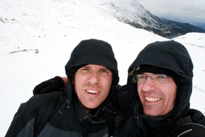 Gruppenfoto im eiskalten Windkanal.