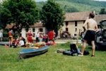 Bootaufbau in Moulins Neufs (Campingplatz).