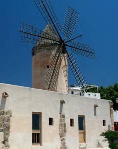 Im Stadtgebiet gibt es mehrere alte Windmühle, wie diese hier im Hafen.
