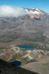 Blick auf dem Mount Ruapehu hinter Wolken