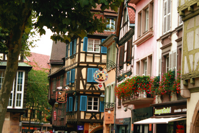 Die herrliche Altstadt mit Fachwerkhäusern in Colmar.