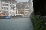 Hagel auf der Kapellbrücke.