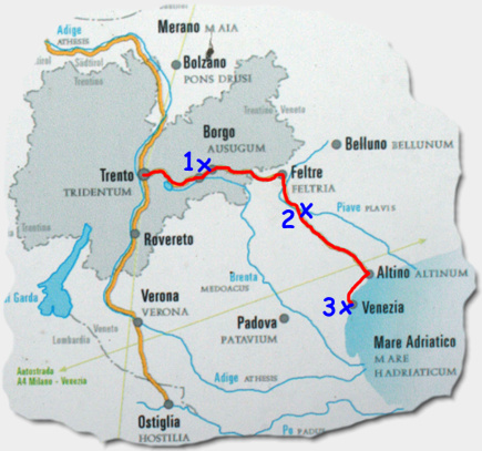 Unser Weg von Trento über Felte nach Venedig Unser Weg von Trento über Felte nach Venedig